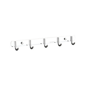 JX811 Silver Metal Multifunctional Bathroom Kitchen Heavy Duty Rack Wall Mounted Hat Towel Stainless Steel Row Coat Hanger Hook