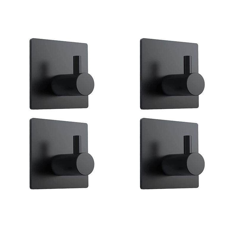 28JX Stainless Steel Towel Hook Bathroom Wall Mounted Towel Hook Black Self Adhesive Black Hand Towel Hook