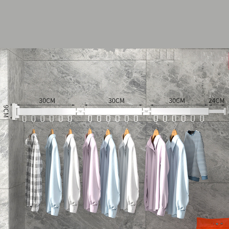 CJ140 Folding extendable Clothes Hanger Wall Mount Retractable Cloth Drying Rack Indoor Aluminum Home clothes hanger