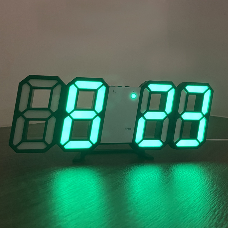 XDH124 Table Alarm Clock Digital Timer Nightlight for Office Living Room 12/24H Brightness adjustable 3D LED Digital Table Clock