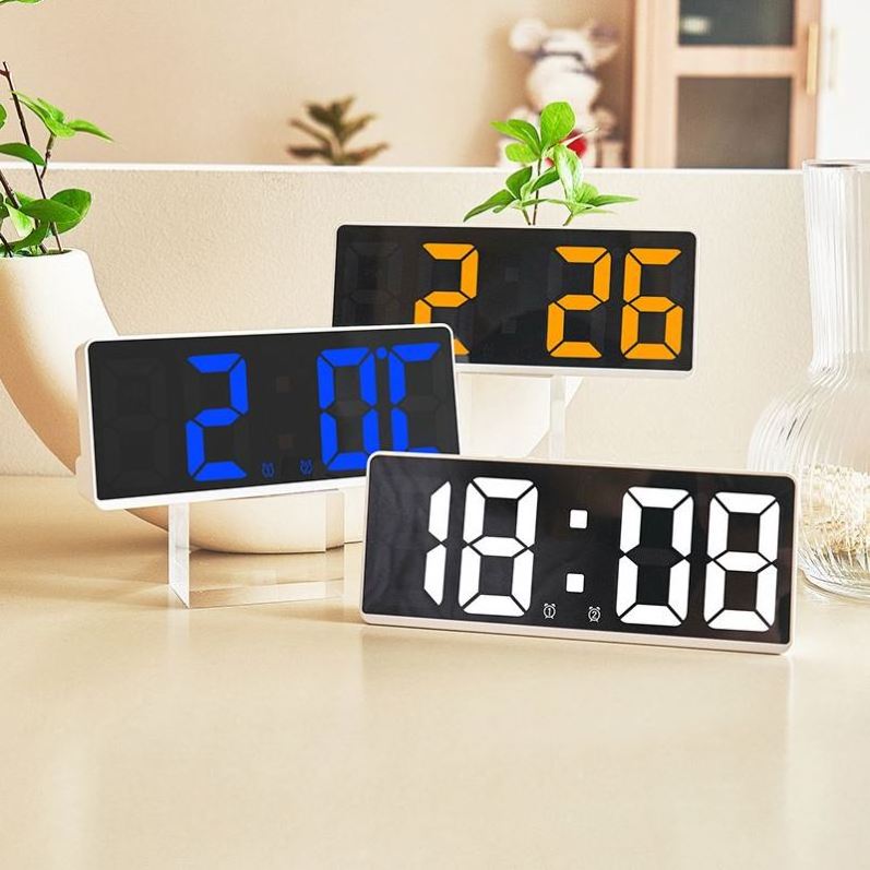 XDH440 Wooden/Plastic/Metal/Acrylic Nightlight/RGB/LED Large/Small Wall Clock Home Decor Transparent Electronic Wall Clock