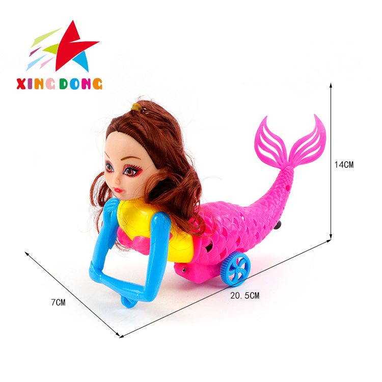 2024 Hot selling Children's hot pull string Princess mermaid toy car with lights