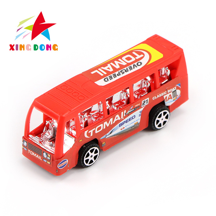 promotion mini toys model car pull back bus toy small plastic pull back kids police car toys