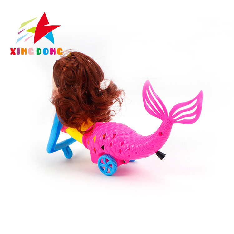 2024 Hot selling Children's hot pull string Princess mermaid toy car with lights