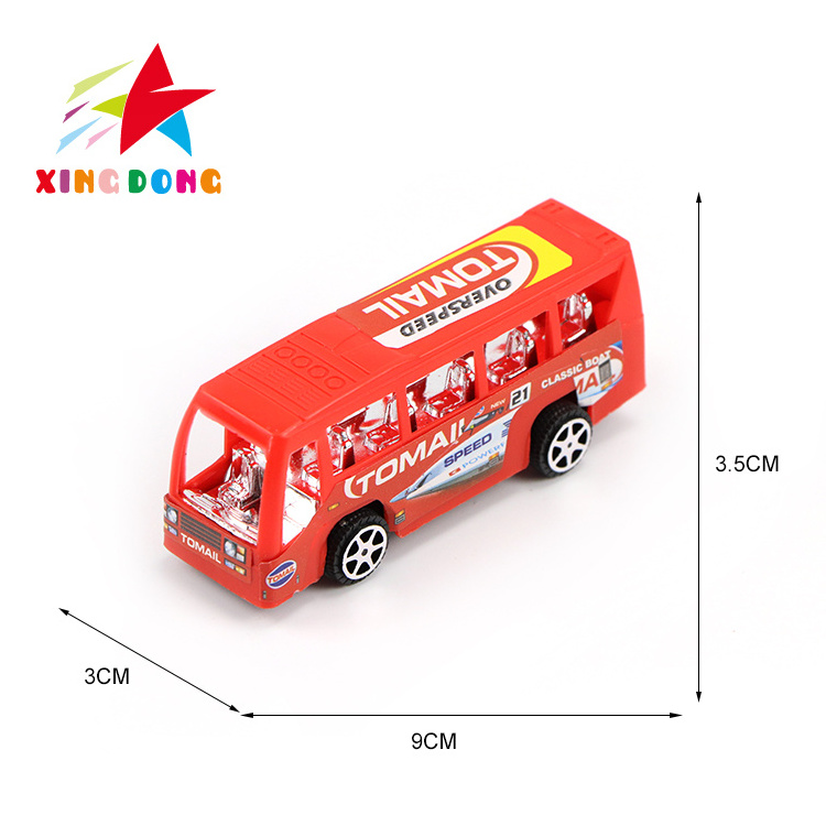 promotion mini toys model car pull back bus toy small plastic pull back kids police car toys