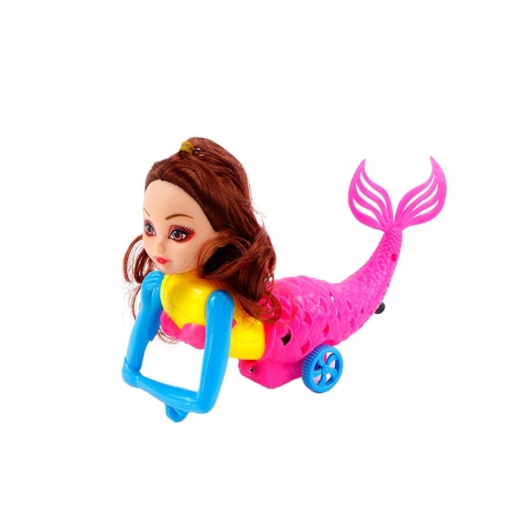 2024 Hot selling Children's hot pull string Princess mermaid toy car with lights