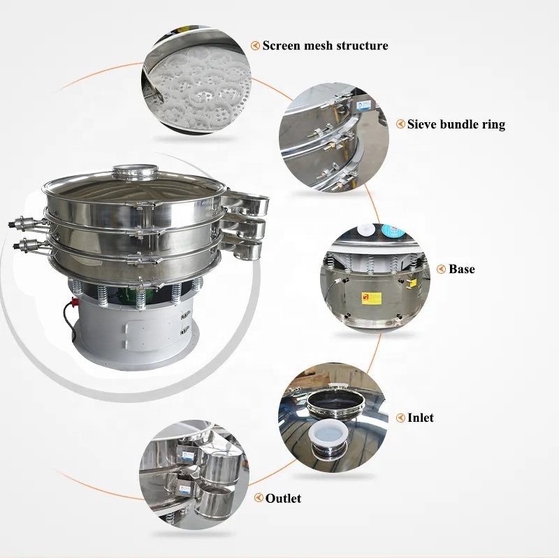 Food industry stainless steel industrial sieve round rotary vibrating screen equipment