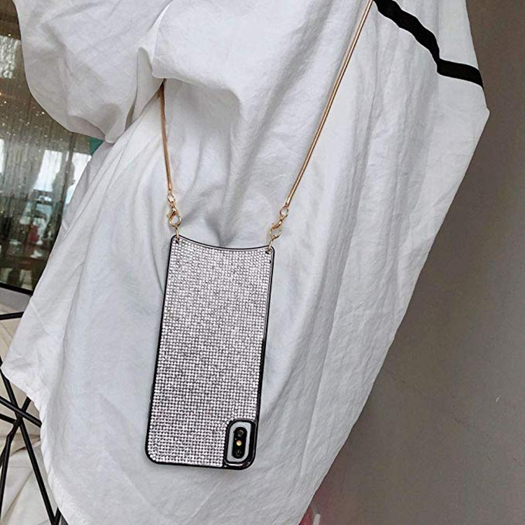 Luxury Bling Diamond Crossbody Cell Phone Case With Necklace For Iphone X Xs Max Xr