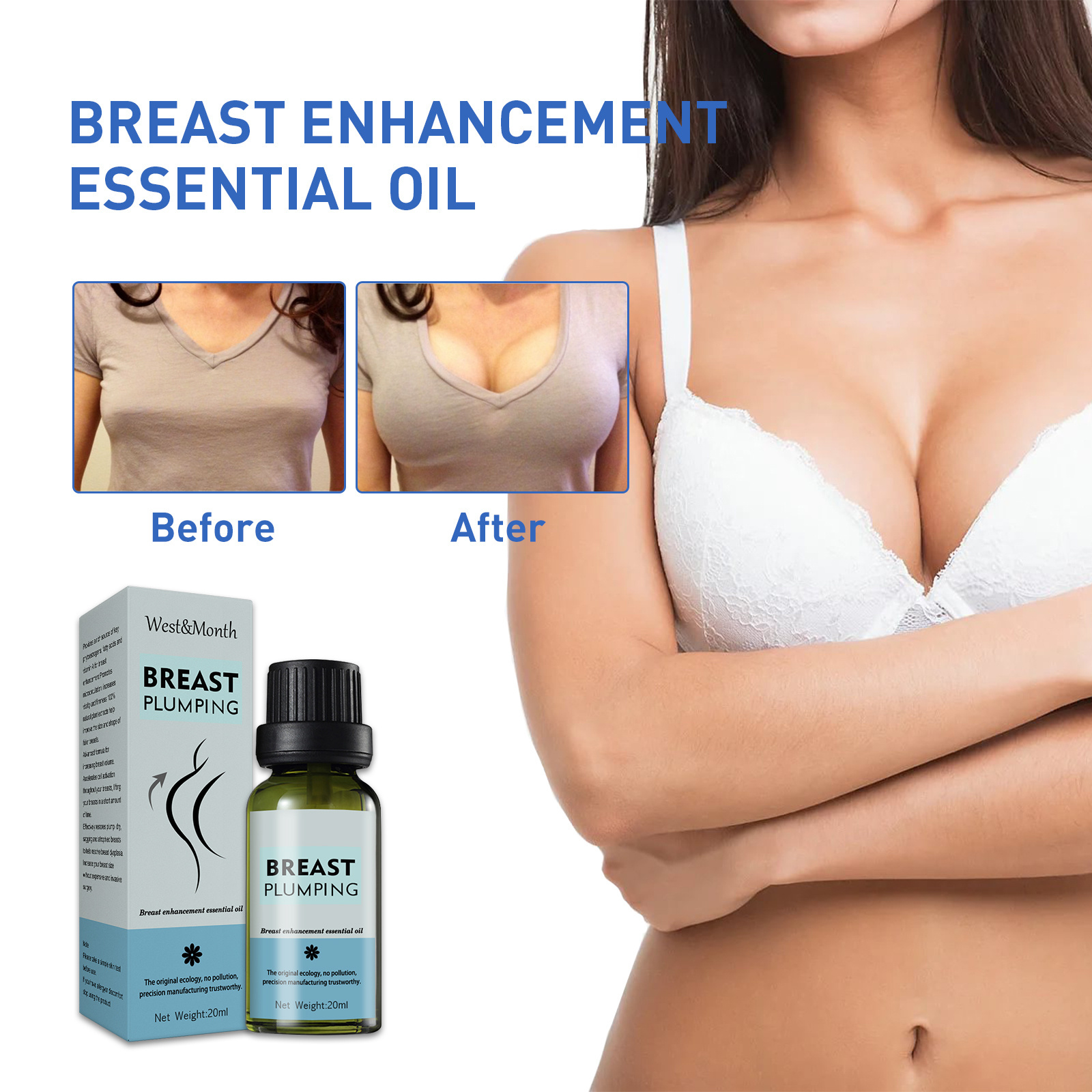 Custom Private Label 20ml Boobs Big Cream Tightening Firming Breast Care Breast Enlargement Enhancement Massage Essential Oil