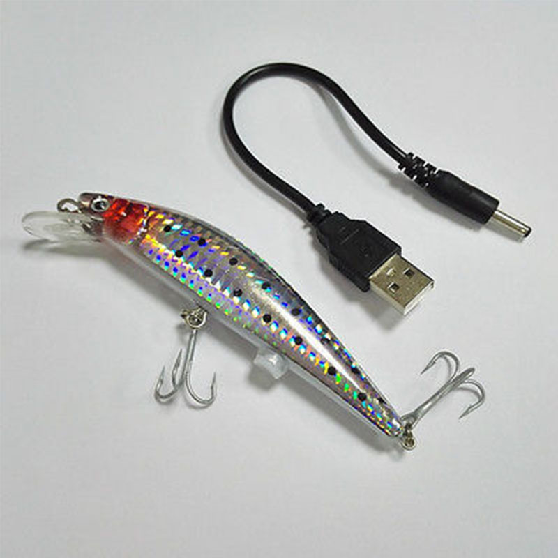 Hot sale 120mm 15g Electric vibration Hard Minnow Lure USB Rechargeable Fishing Twitching Lures with LED Light