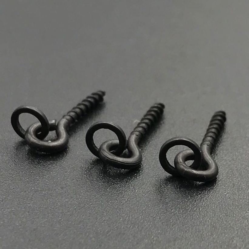 Carp fishing swivels boilie 13MM bait screw with round link loop hook holder matte black link for rigs terminal tackle