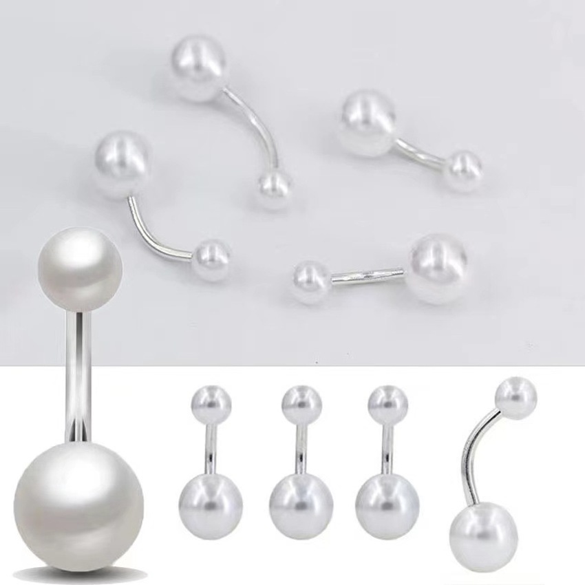 Gaby Luxury Stainless Steel Women Sexy Navel Belly Button Rings Acier Inoxydable  Pearls Body Piercings Jewelry