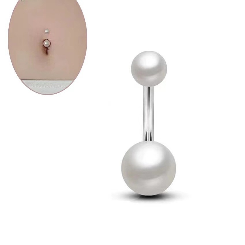 Gaby Luxury Stainless Steel Women Sexy Navel Belly Button Rings Acier Inoxydable  Pearls Body Piercings Jewelry