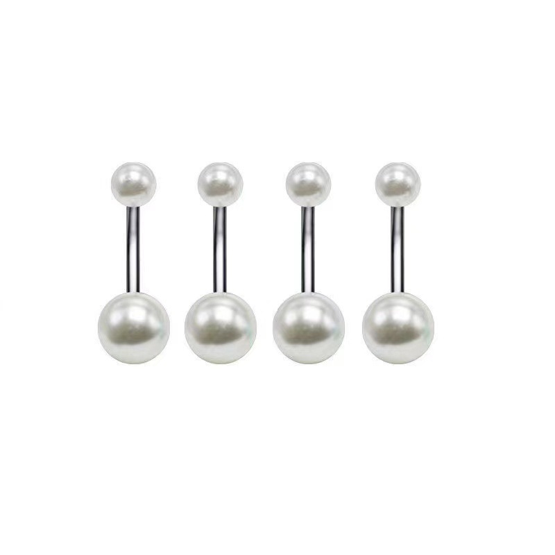 Gaby Luxury Stainless Steel Women Sexy Navel Belly Button Rings Acier Inoxydable  Pearls Body Piercings Jewelry