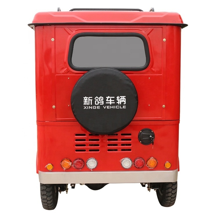 Chinese passenger gasoline motorcycle with cabin passenger tricycle three wheel enclosed cabin tricycle