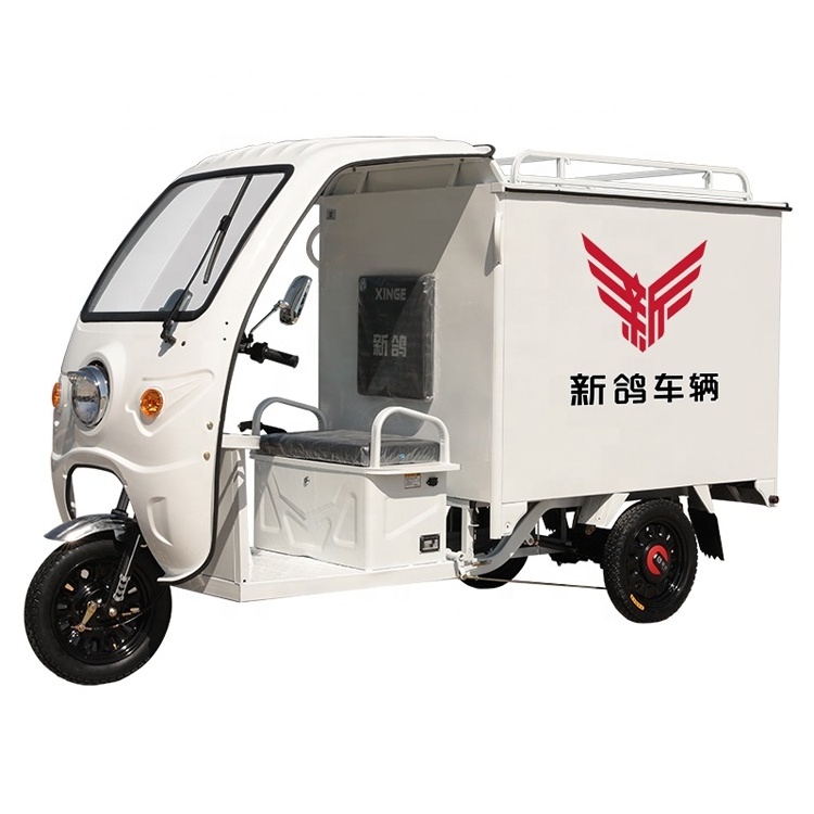 Motorized tricycle enclosed cabin electric cargo 3 wheel 90km long range and saving energy big cargo box express 3 wheel