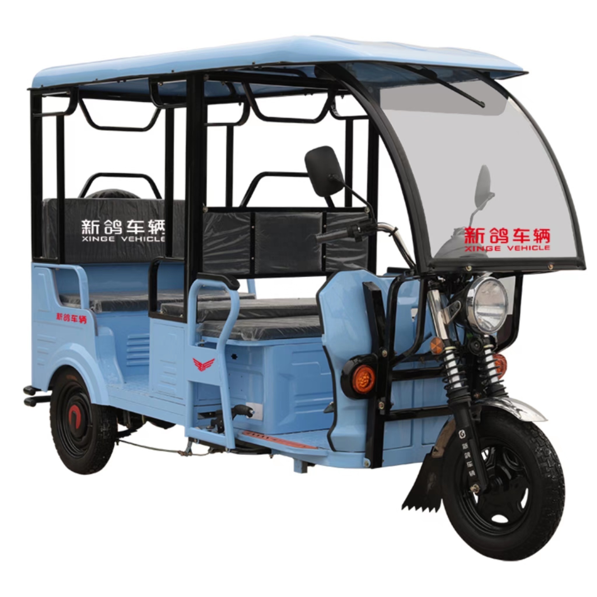 Factory Price Three Wheel Electric Moto Taxi Closed Cabin Passenger Tricycle Tuk Tuk For Adult 6 Passenger Bajaj Tricycle