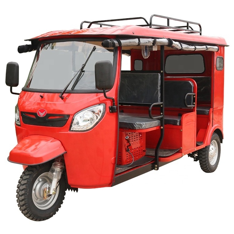 Chinese passenger gasoline motorcycle with cabin passenger tricycle three wheel enclosed cabin tricycle