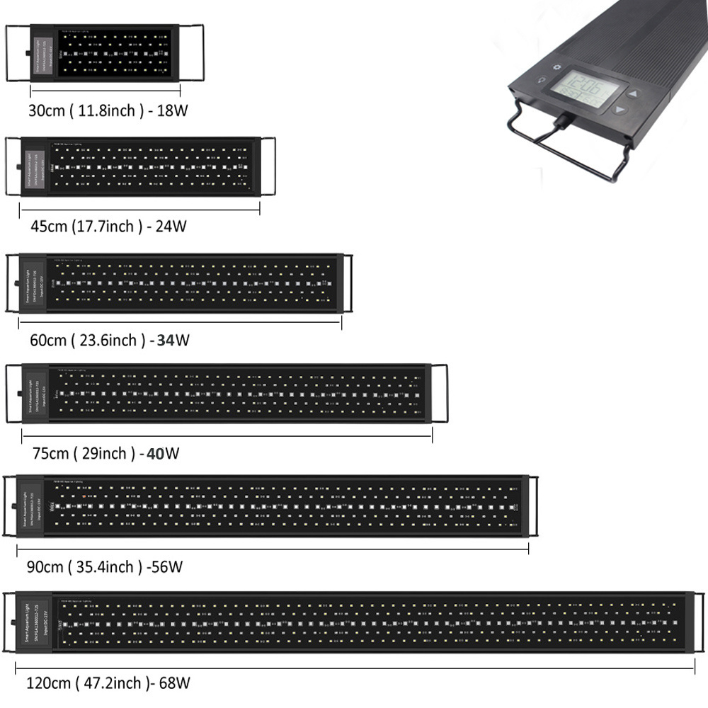 FG138-120 68W  WRGB Full Spectrum  aquarium Fish tank light LED  aquarium lights with LCD Display