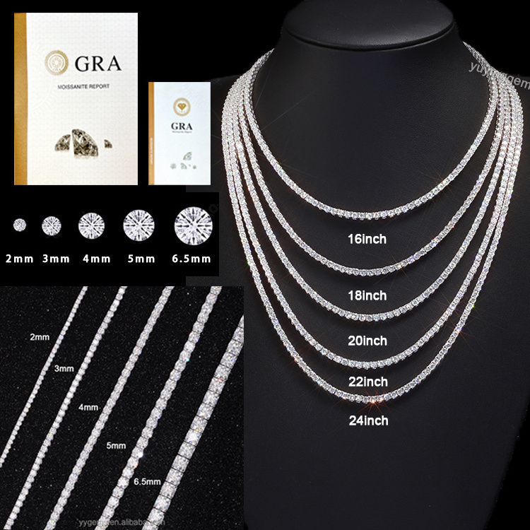 Factory Price Hip Hop 6-20mm Wide VVS Moissanite Diamond Cuban Link Chain 925 Silver Iced Out Moissanite Cuban Bracelet For Men