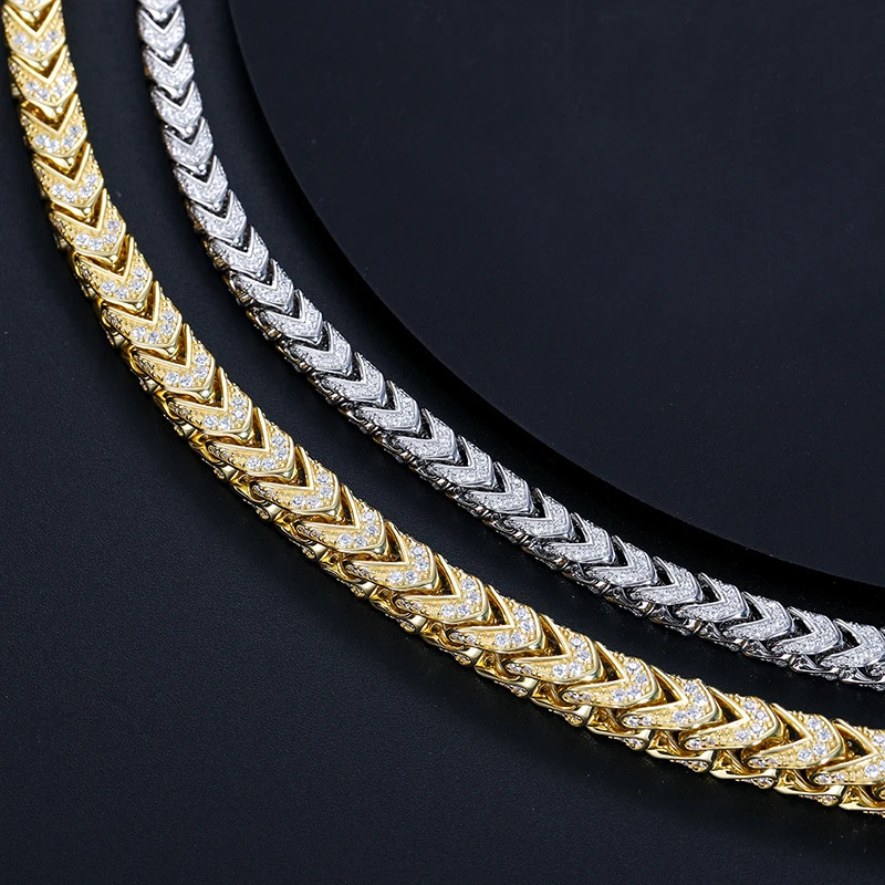 High Quality Hip Hop Jewelry 6mm 8mm 18K Gold Plated 925 Sterling Silver VVS Moissanite Diamond Iced Out Franco Chain Necklace