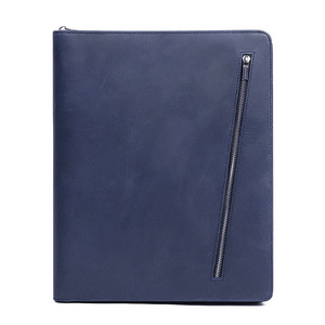 Professional Custom Top Quality Genuine Leather Business Portfolio Bag File Folder A4 Document Folder Binder With Card Holder