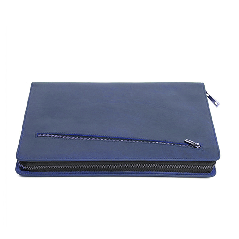 Professional Custom Top Quality Genuine Leather Business Portfolio Bag File Folder A4 Document Folder Binder With Card Holder