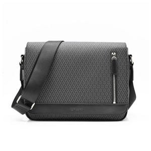 custom high quality black PVC cross body vegan leather messenger shoulder crossbody men bag