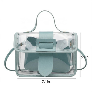 Fashion 2021 Transparent Square Sling Sweet Bag Manufacturer Pvc Shoulder Ladies Handbags Women Bags