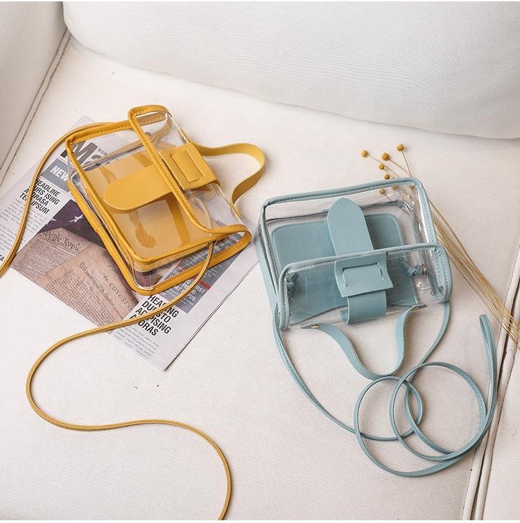 Fashion 2021 Transparent Square Sling Sweet Bag Manufacturer Pvc Shoulder Ladies Handbags Women Bags