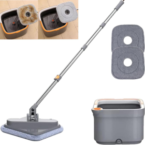 Sobam Stainless Steel Floating Mop Cleaner Magic Mop Spin Dry Cleaning Floor Mop with Dirty Clean Water Separation Bucket