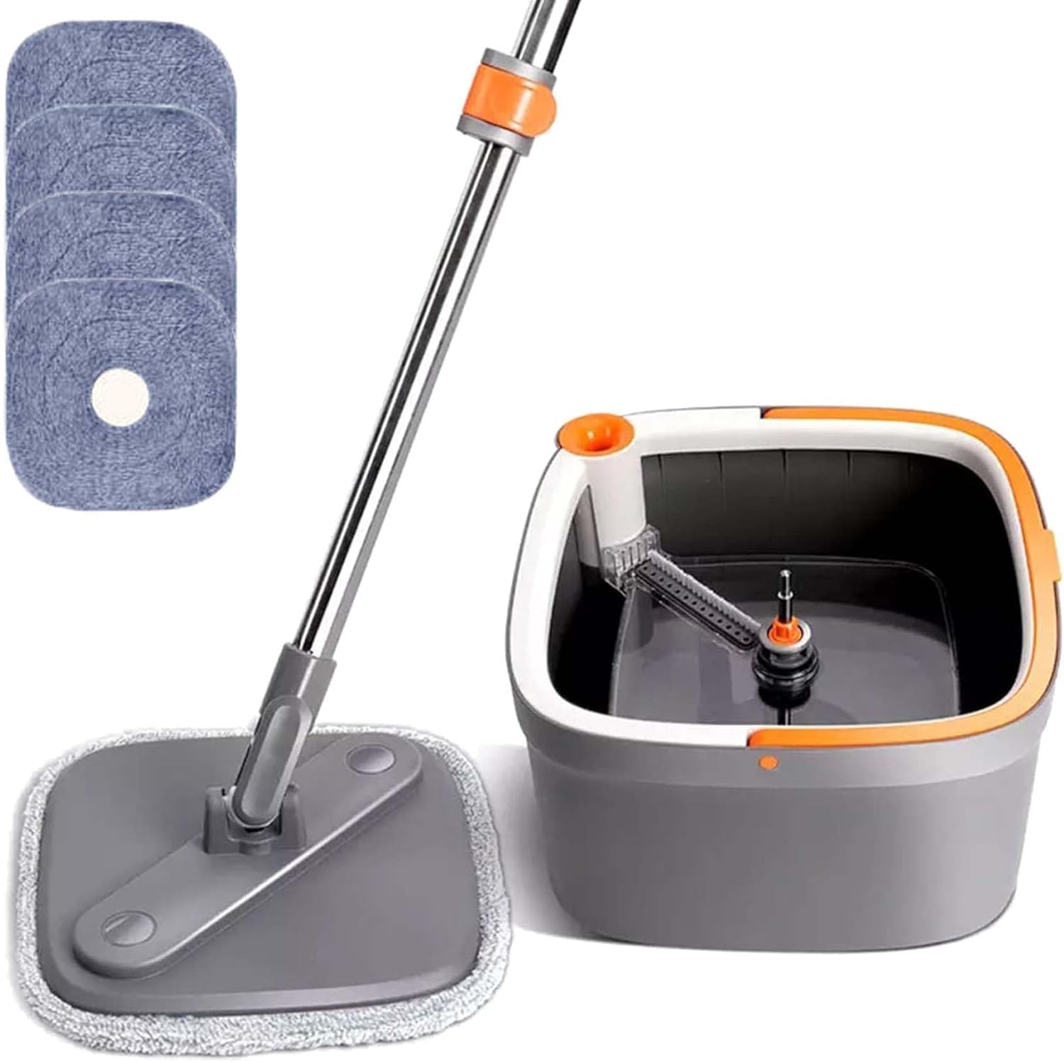 Sobam Spins Square Mop M16 Spins Mop and Bucket Separate Clean and Dirty Water Bucket with Wringer Set