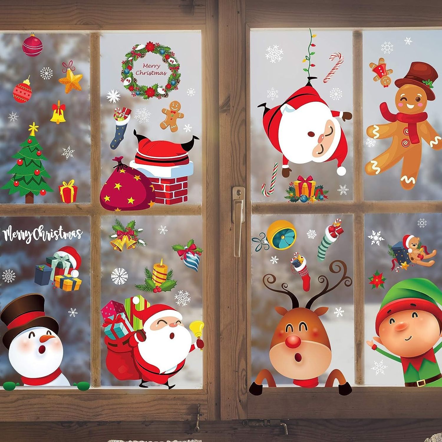 Christmas Window Die Cut Stickers Printing Print Custom  Printed High Quality Vinyl Window Decal Sticker