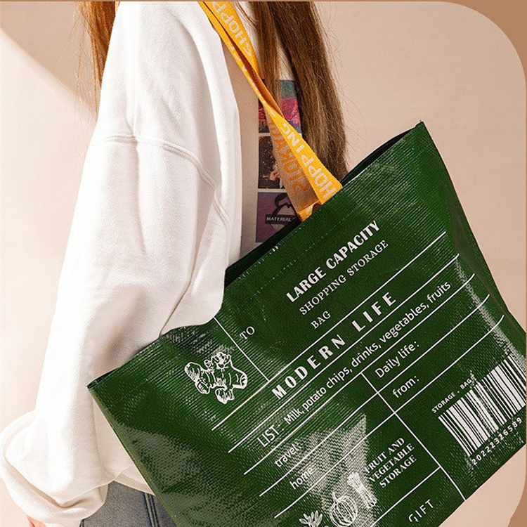 Eco Friendly Waterproof Pp Woven Shopping Bag Recyclable Laminated Pp Woven Tote Bag