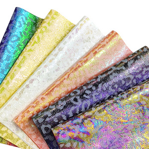 Iridescent Leopard Rainbow Patterned Printed Bursting Faux Leather for Making Hair-Bows/Handbags