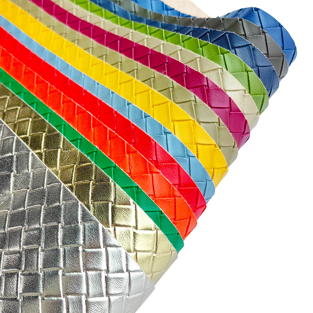 Wholesale 1.2MM Pure Colorful Faux Leather Classic Woven Pattern Fabric for Sewing Bags Sofa Car Seat Cover Materials