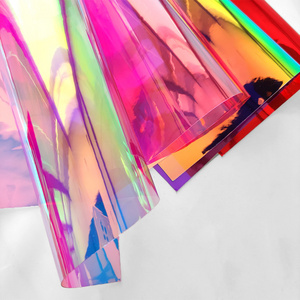 0.35-0.4mm Holographic Dichroic Mirror Reflective Transparent PVC Clear Plastic Film for Shoe/Bag/Decorative Making