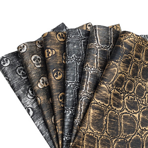 2023 Geometric Skull Pattern Embossing PU Faux Synthetic Leather Fabric Roll/Sheet for Making Cover/DIY Accessories/Decorat