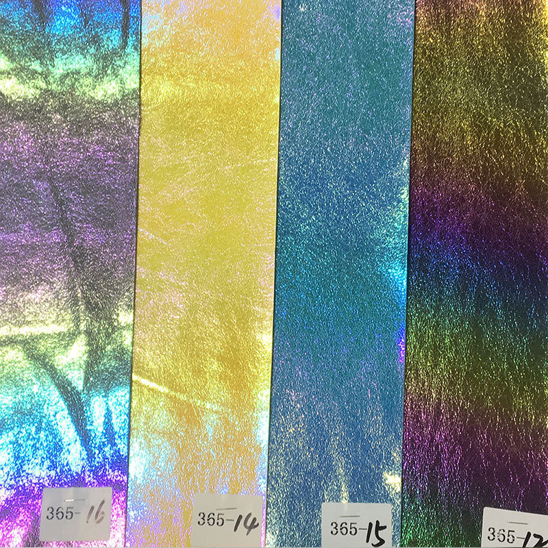 rainbow holographic fabric  for bags shoes XHT-365