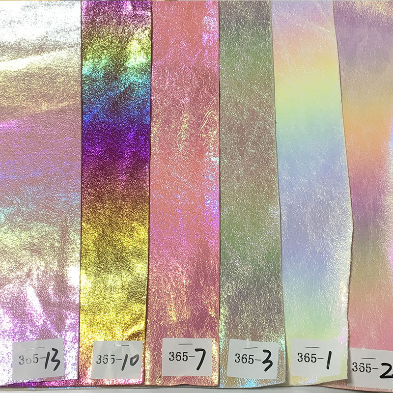 rainbow holographic fabric  for bags shoes XHT-365