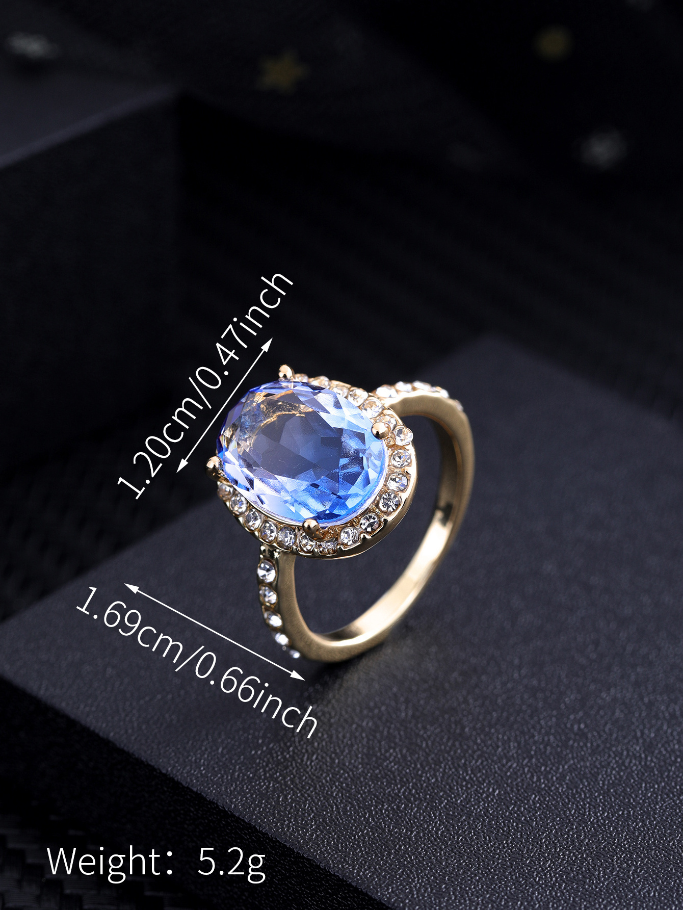 Jewelry European exquisite elegance classic style round royal blue diamond Heart of the Sea ring for women