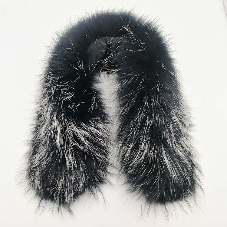 Factory Winter Hot Sale coat collar Luxury Soft Warm Fluffy Detachable Real Raccoon Fur Collar