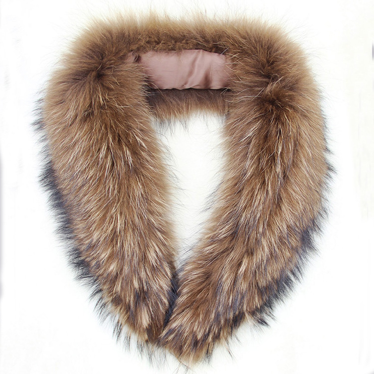 XJ Winter Hot Sale coat collar Luxury Soft Warm Fluffy Brown Detachable Real Raccoon Fur Collar