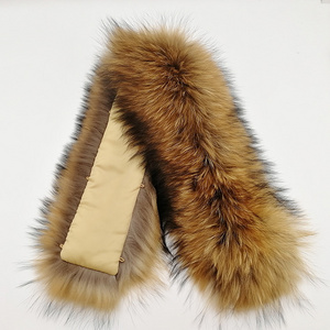 Factory Winter Hot Sale coat collar Luxury Soft Warm Fluffy Detachable Real Raccoon Fur Collar