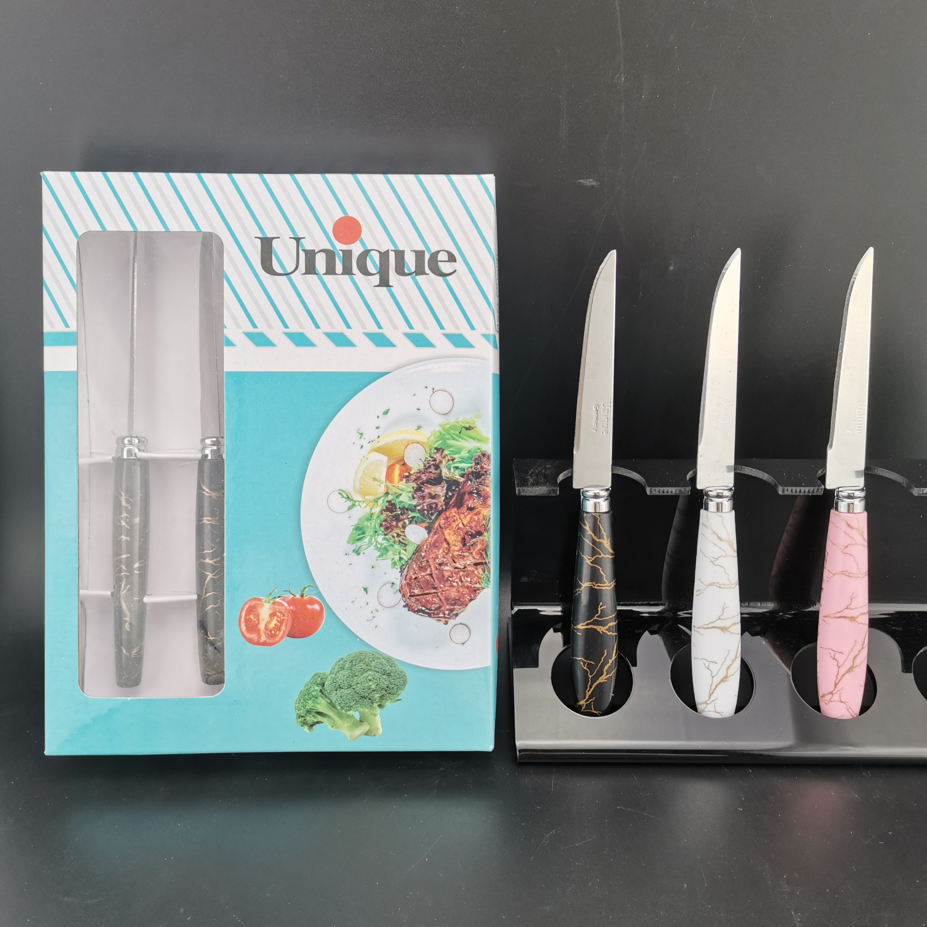 3 Colors Fruit Knife Set Printing Pattern Stainless Steel Knife