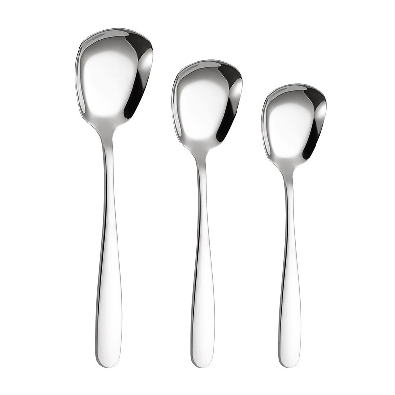 Wholesale creative square flat bottom spoon 304 stainless steel thickened household flatware soup spoon rice spoon