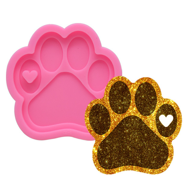 2022 hot Diy Shiny Resin Car Coater Mold Lrage Small Dog Bone Circle Heart Paw Print Silicone Keychain Molds