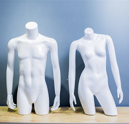 glossy white upper body male mannequin half body torso for clothes display