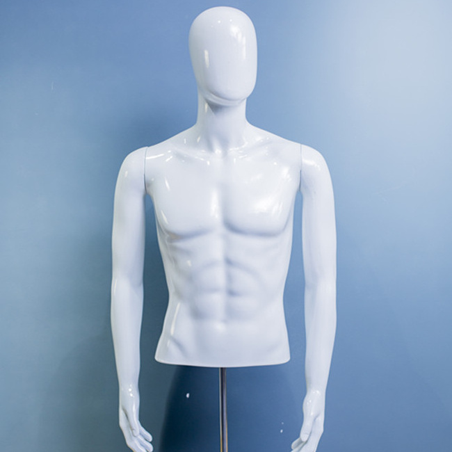 glossy white upper body male mannequin half body torso for clothes display