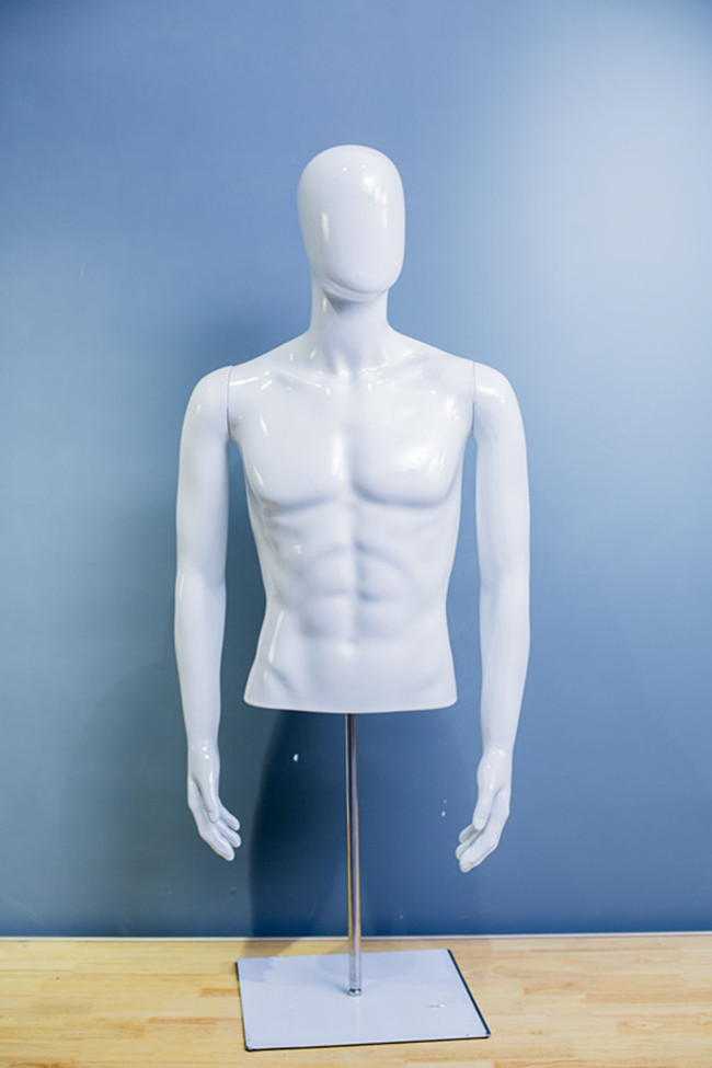 glossy white upper body male mannequin half body torso for clothes display